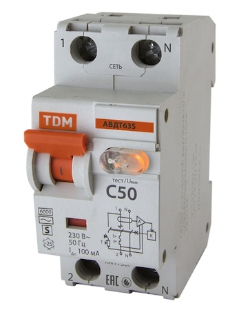 TDM ELECTRIC SQ0202-0040 Автоматический Выключатель Дифференциального тока селективного типа АВДТ 63S C50 100мА TDM